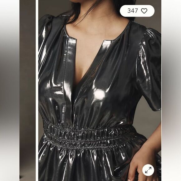 ANTHROPOLOGY Dress Somerset Maxi Shine Edition Metallic Black Size S - Picture 6 of 14